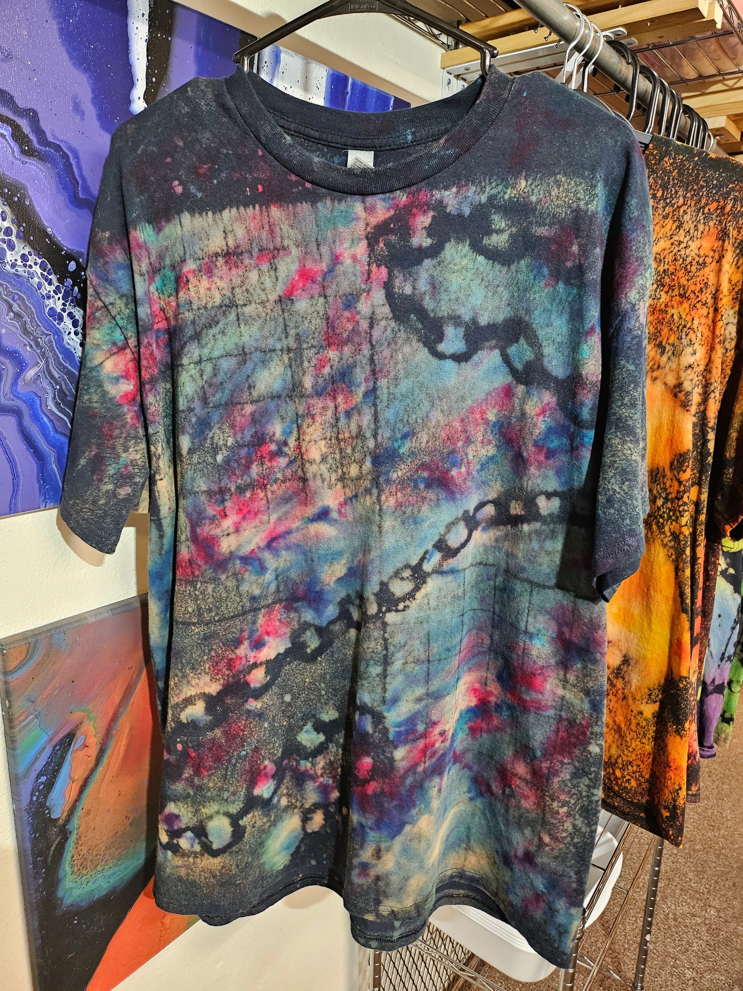 "Cosmic Chains" - Streetwear Reverse Dye T-Shirt