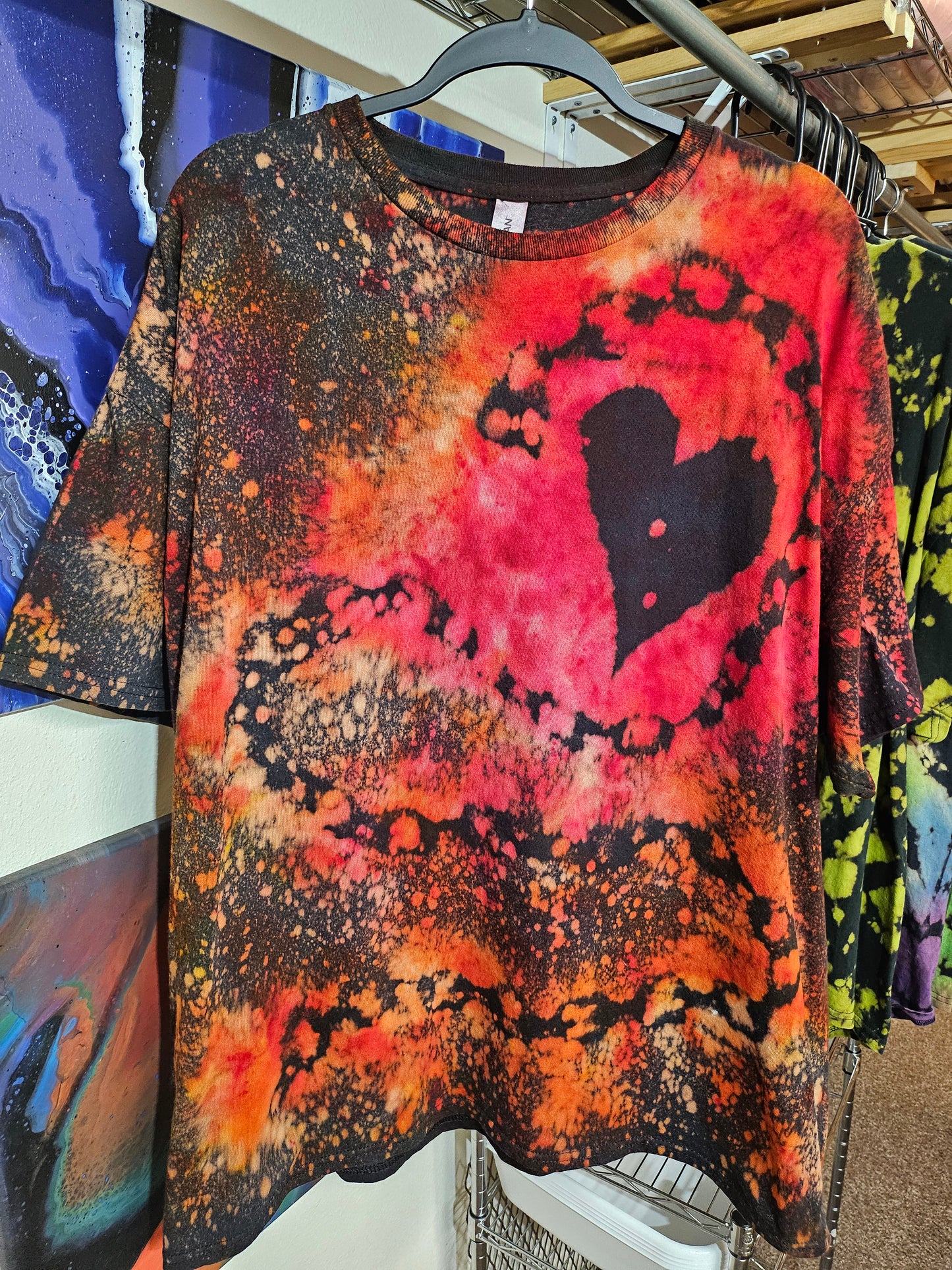 "Chained Heart" - Street Wear Reverse Dye T-Shirt