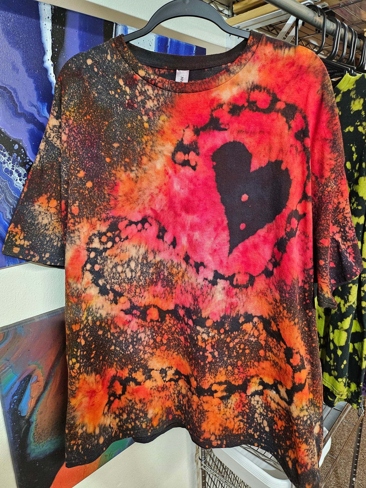 "Chained Heart" - Street Wear Reverse Dye T-Shirt
