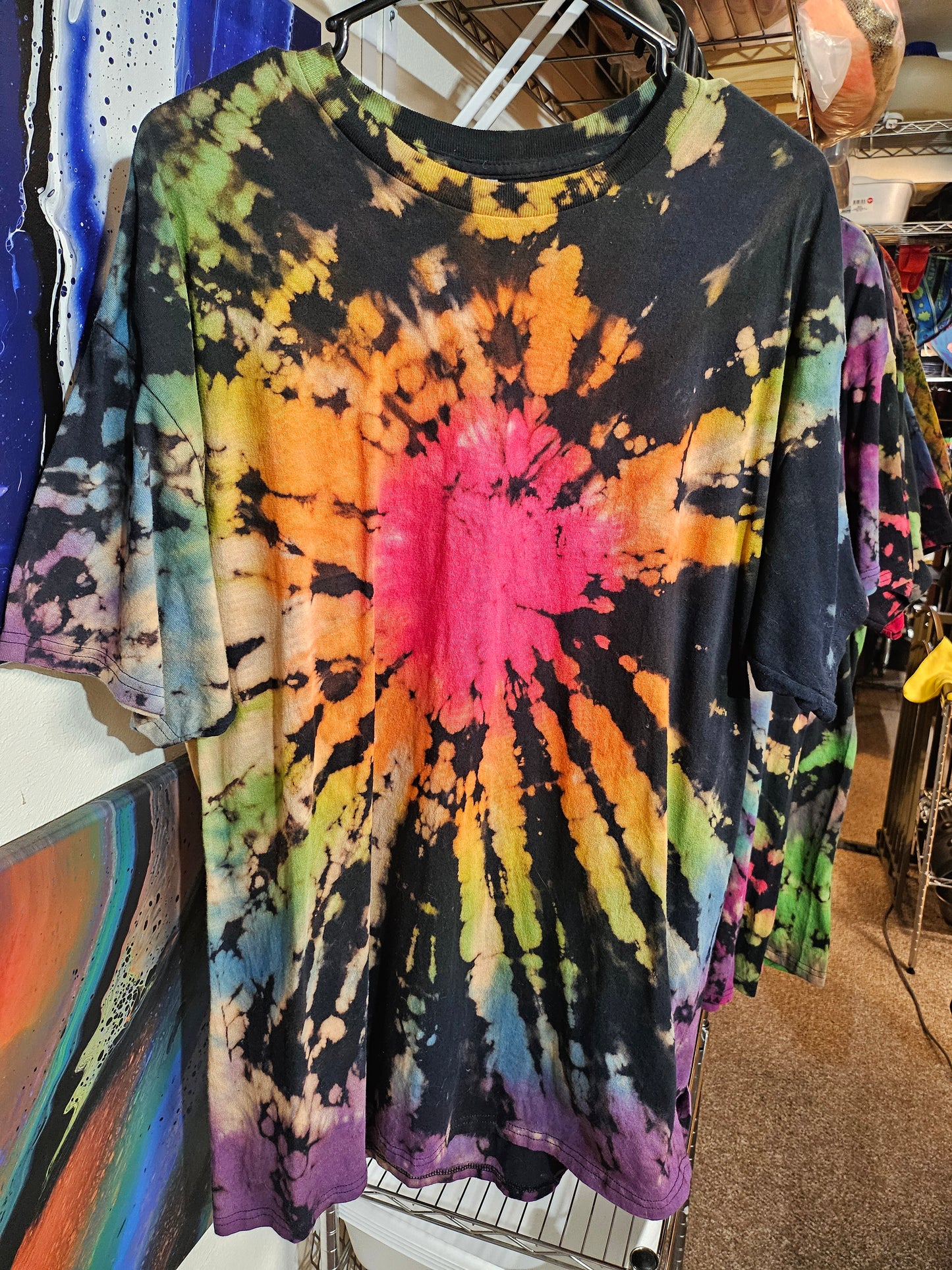 "Rainbow Punch Spiral" - Streetwear Reverse Dye T-Shirt