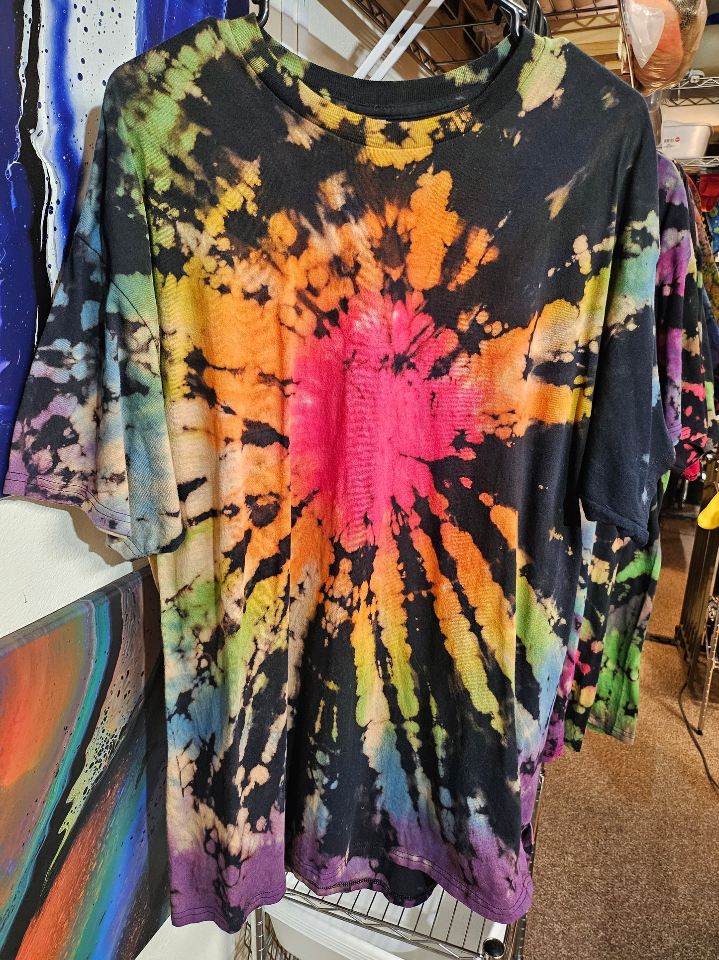 "Rainbow Punch Spiral" - Streetwear Reverse Dye T-Shirt