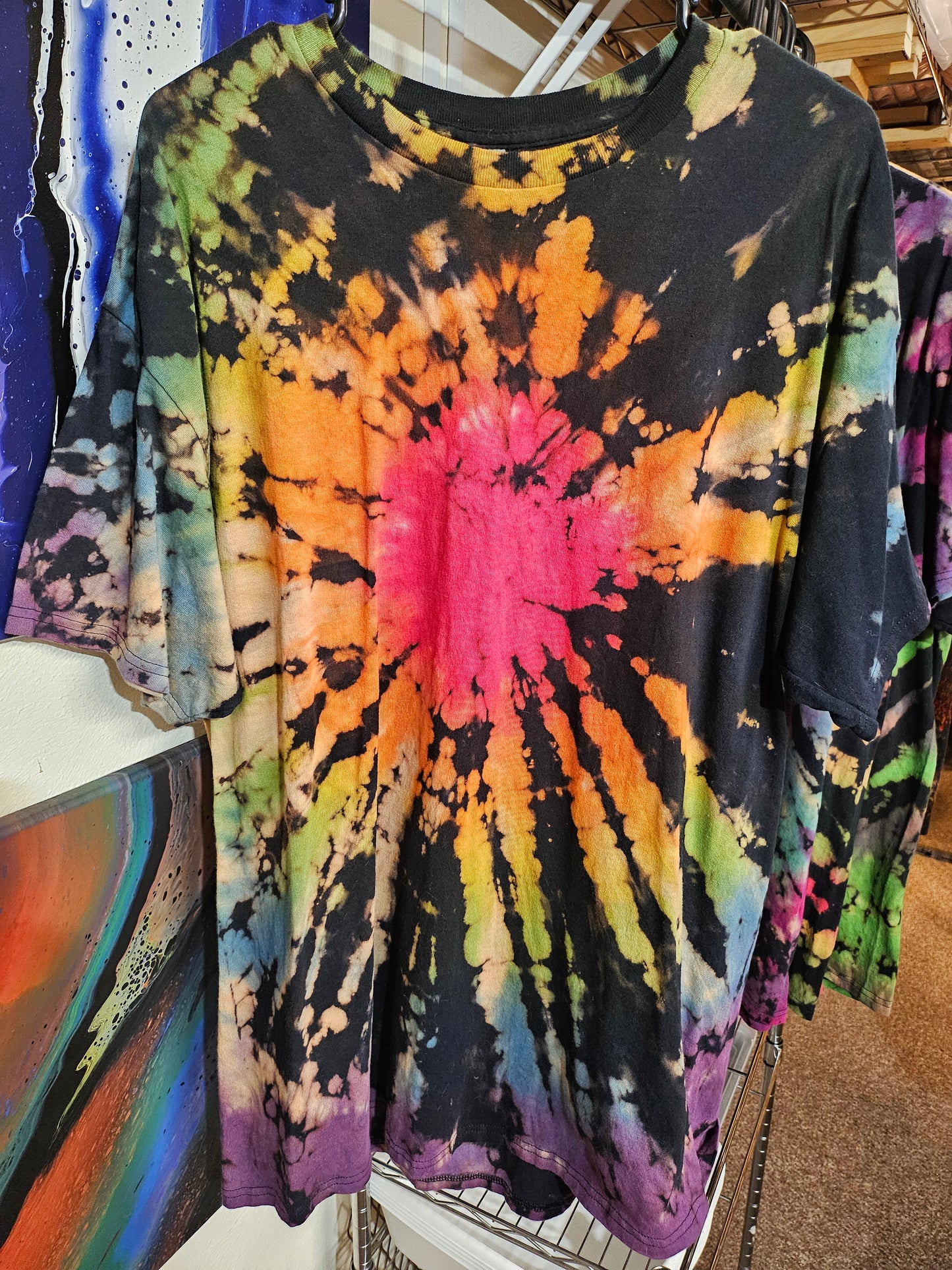 "Rainbow Punch Spiral" - Streetwear Reverse Dye T-Shirt