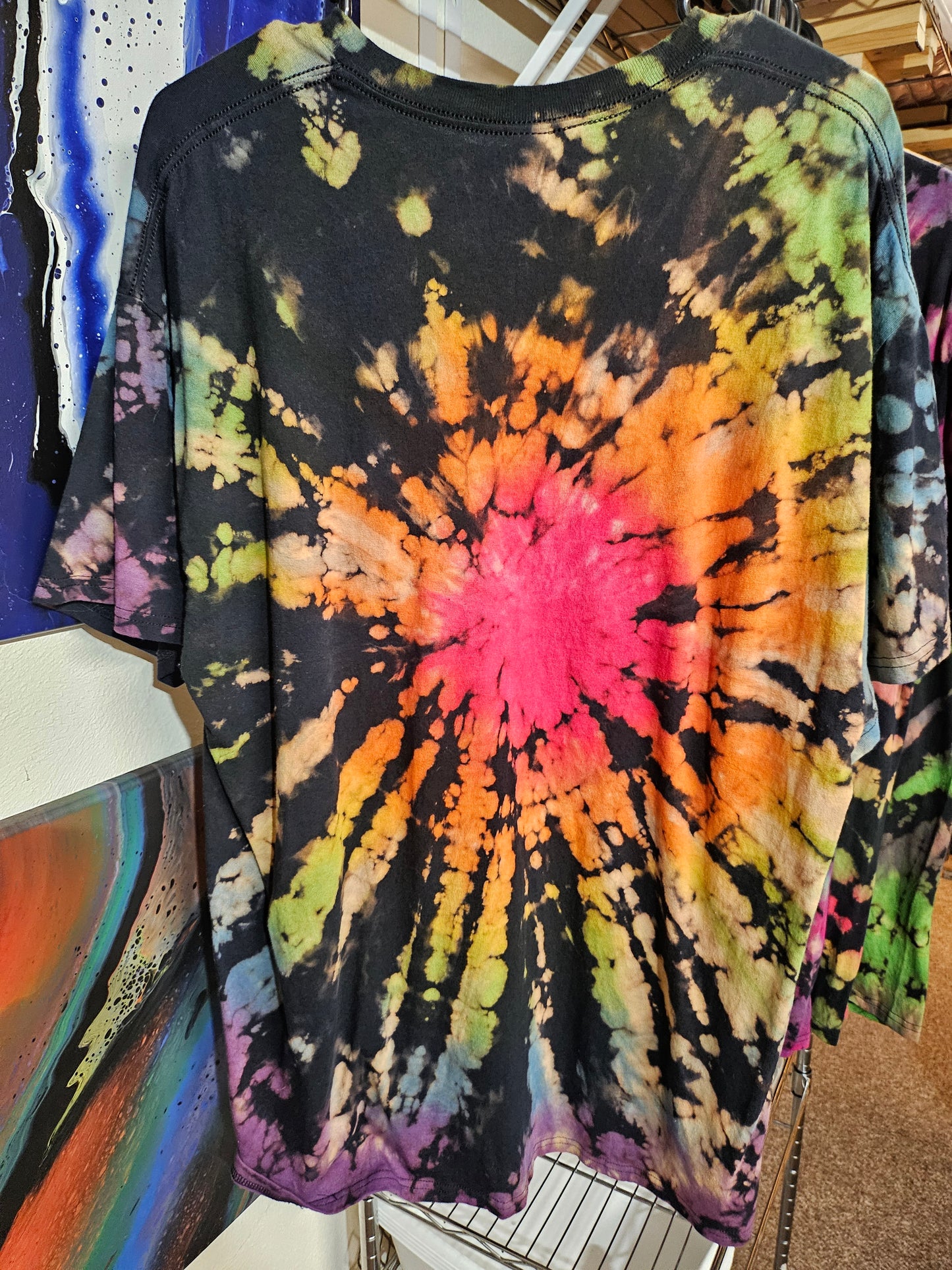 "Rainbow Punch Spiral" - Streetwear Reverse Dye T-Shirt