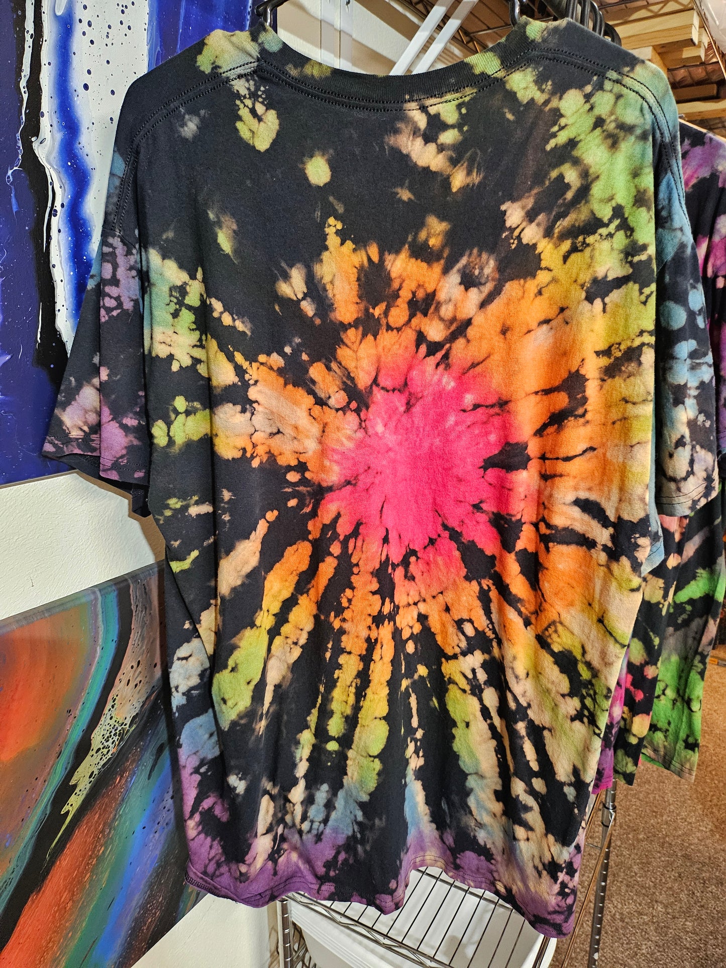 "Rainbow Punch Spiral" - Streetwear Reverse Dye T-Shirt