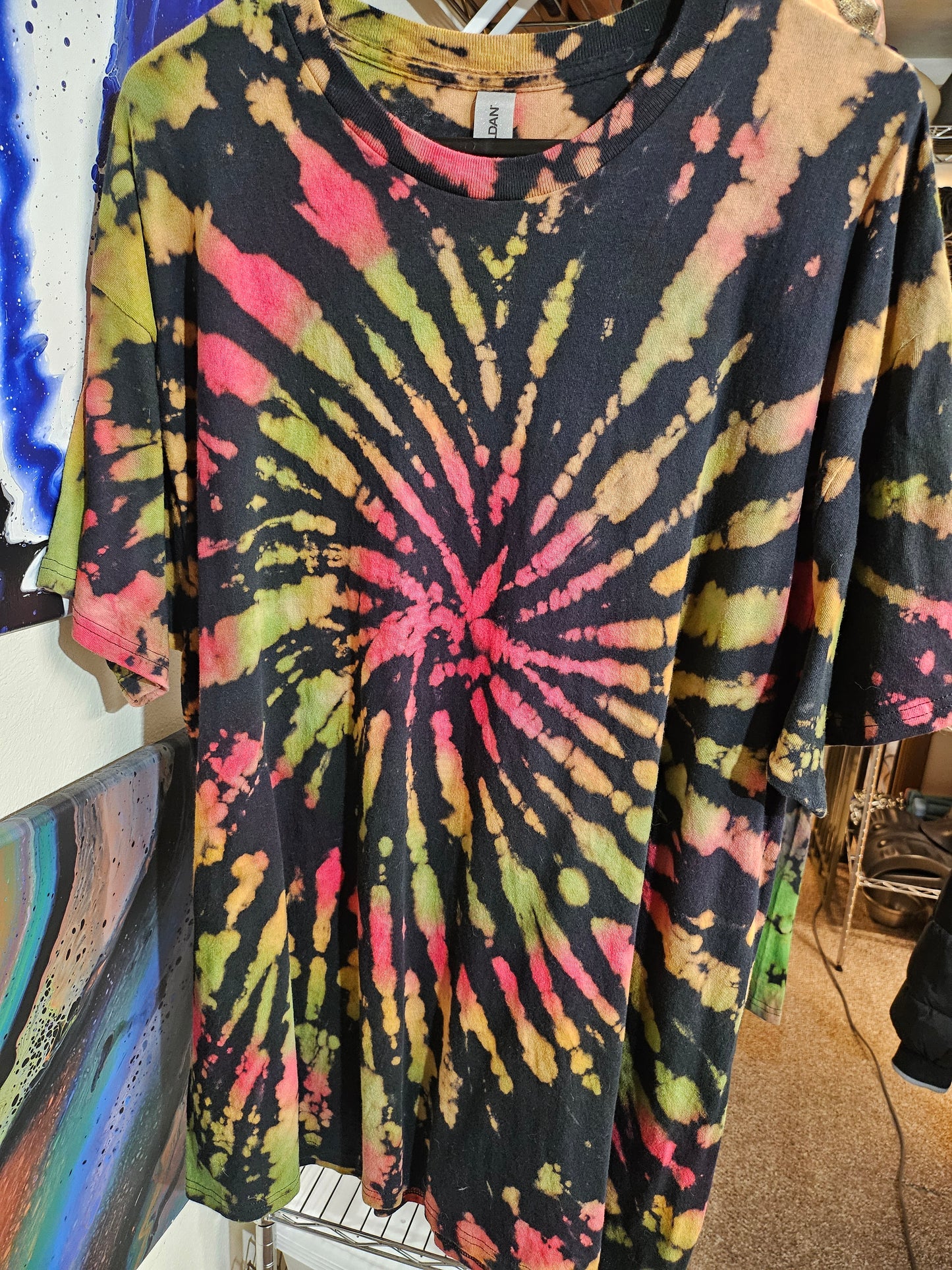 "Rasta Spiral" - Streetwear Reverse Dye T-Shirt