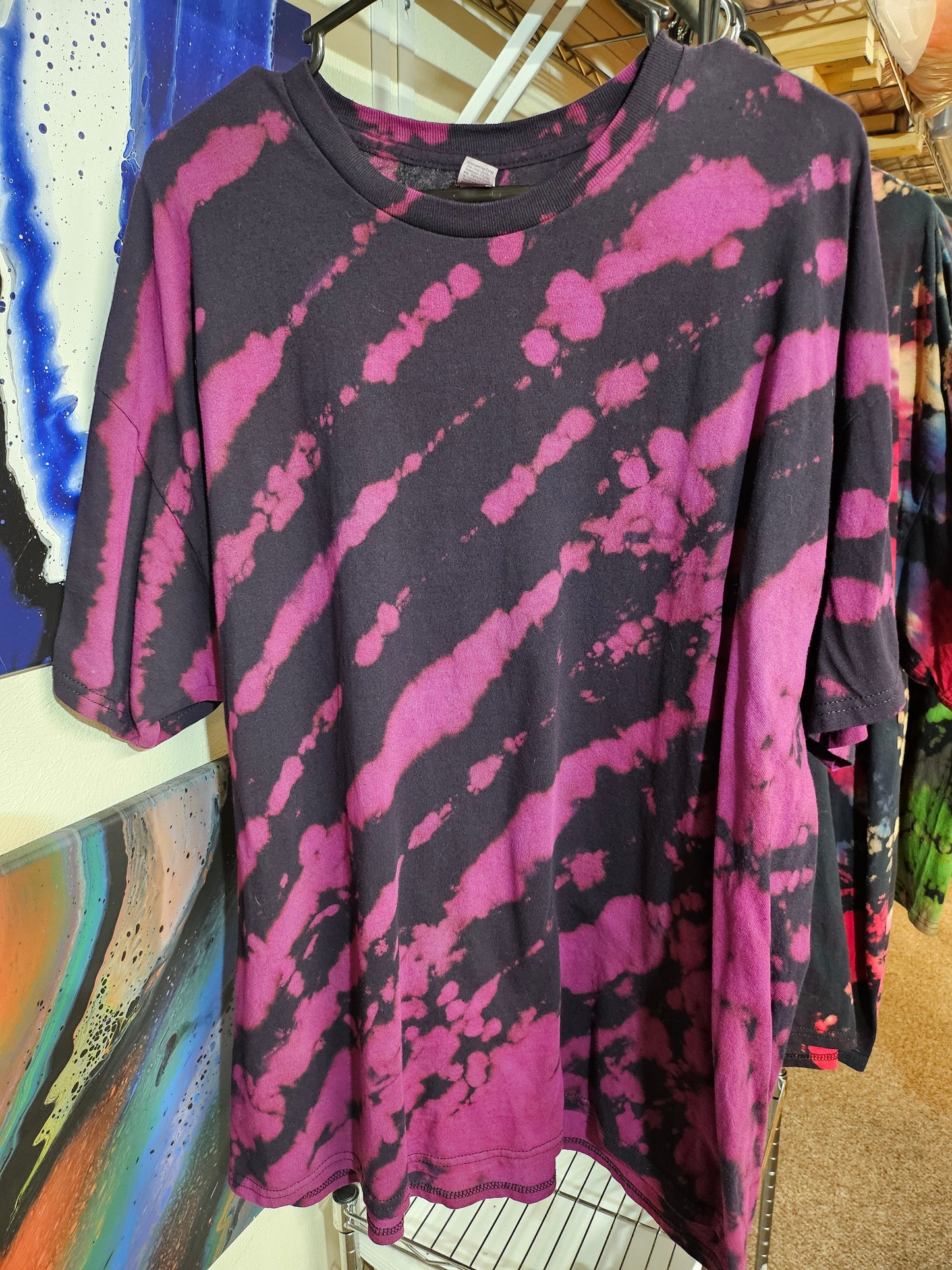 "Purple Stripe Tear" - Streetwear Reverse Dye T-Shirt
