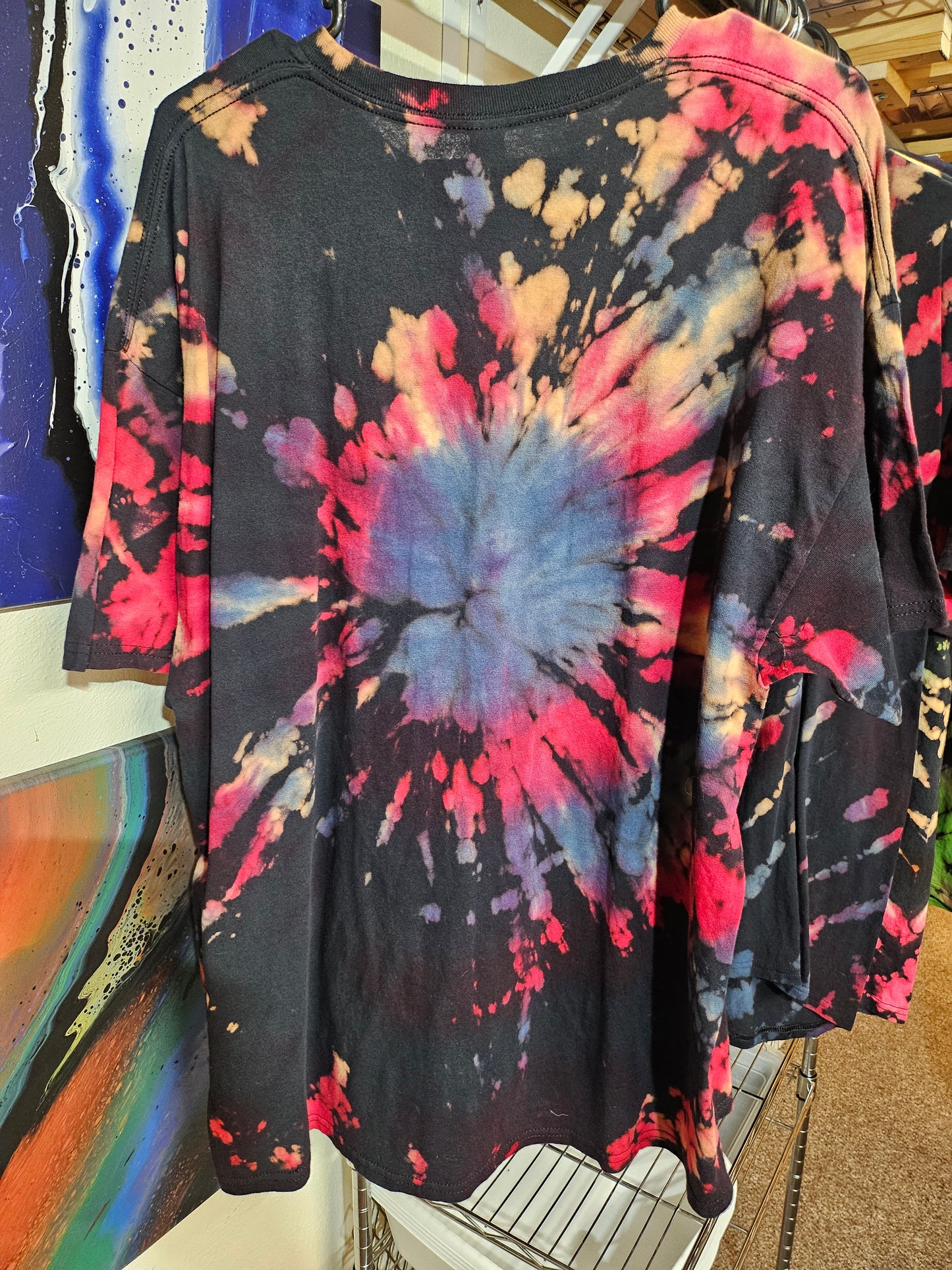 "Red Blue Spiral Punch" - Streetwear Reverse Dye T-Shirt