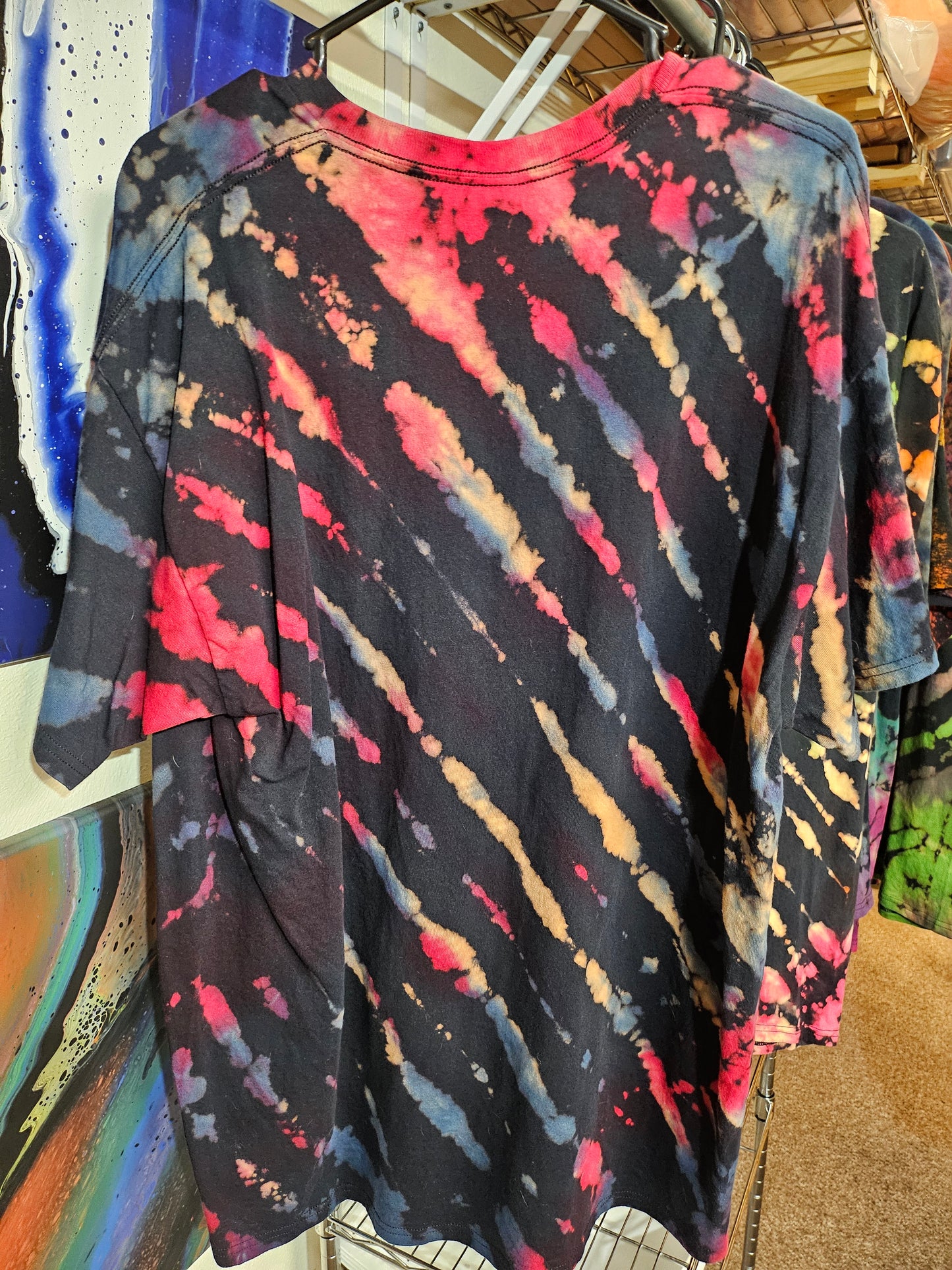 "Red Blue Stripe Tear" - Streetwear Reverse Dye T-Shirt
