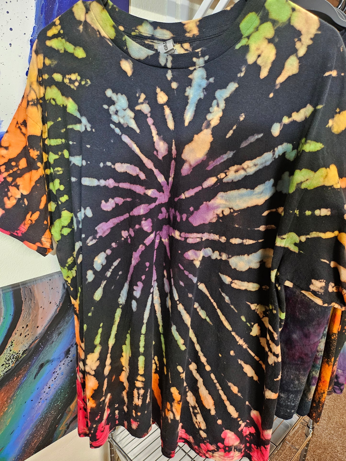 "Rainbow Spiral" - Streetwear Reverse Dye T-Shirt