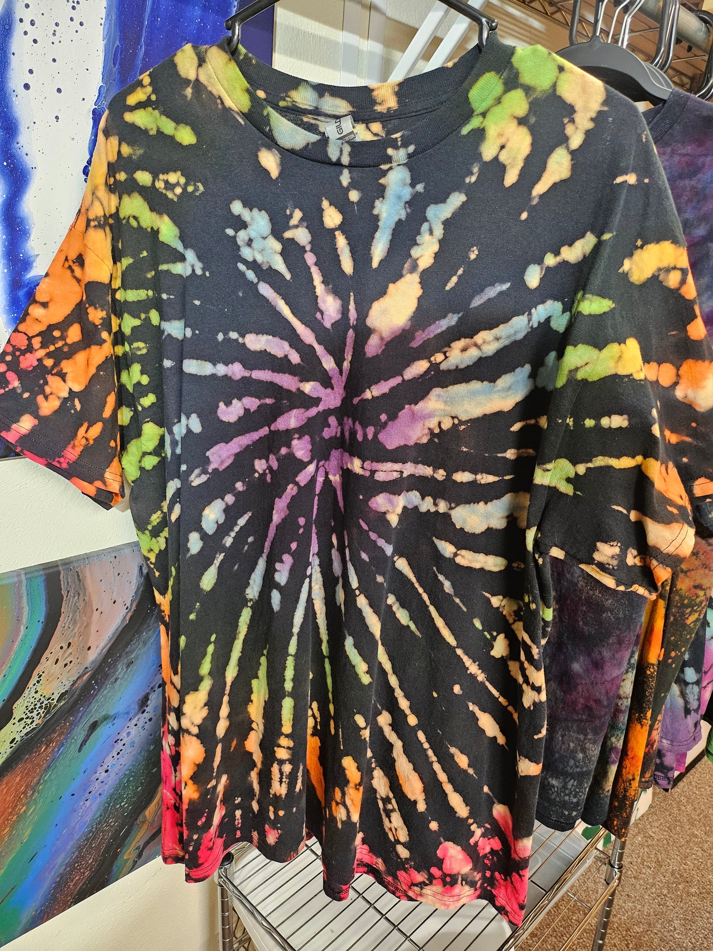 "Rainbow Spiral" - Streetwear Reverse Dye T-Shirt