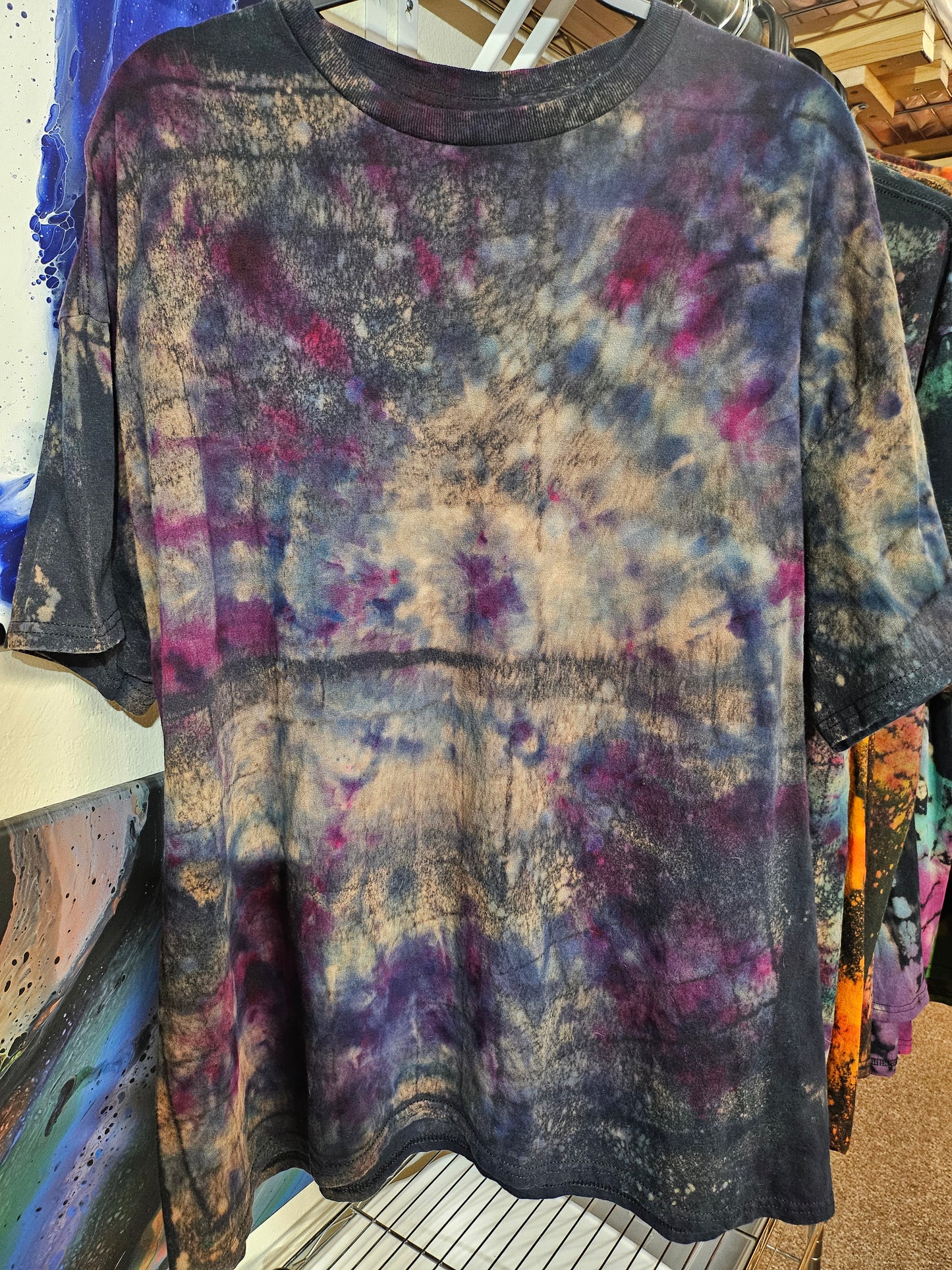 "Galaxy Grid" - Streetwear Reverse Dye T-Shirt