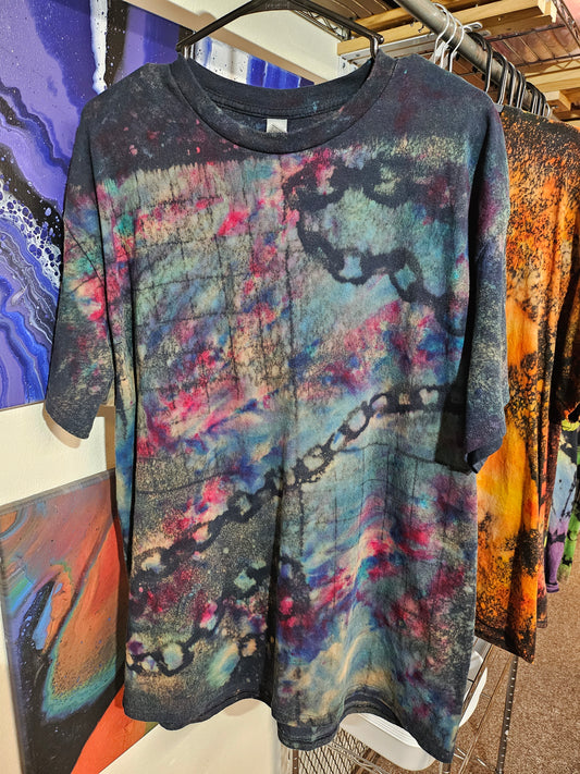 "Cosmic Chains" - Streetwear Reverse Dye T-Shirt