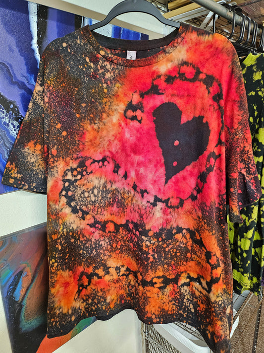 "Chained Heart" - Street Wear Reverse Dye T-Shirt