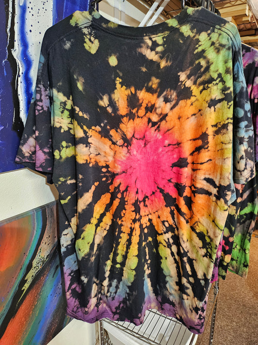 "Rainbow Punch Spiral" - Streetwear Reverse Dye T-Shirt