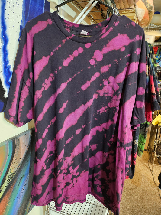 "Purple Stripe Tear" - Streetwear Reverse Dye T-Shirt
