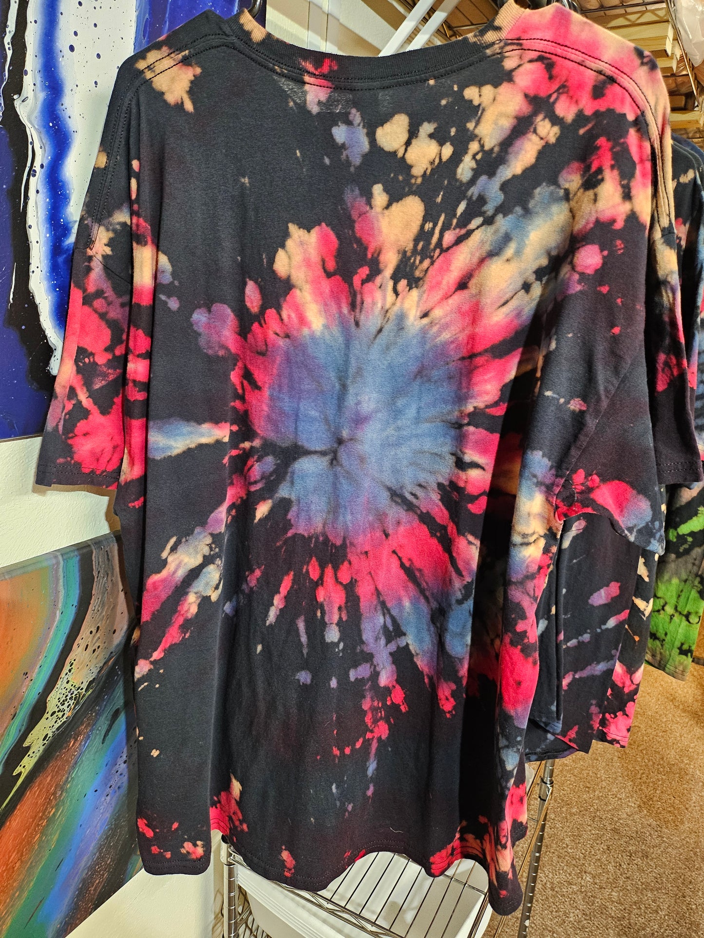 "Red Blue Spiral Punch" - Streetwear Reverse Dye T-Shirt