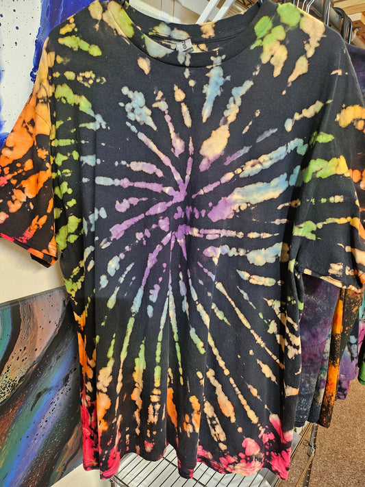"Rainbow Spiral" - Streetwear Reverse Dye T-Shirt